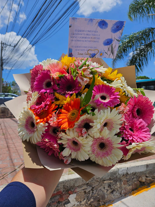 RAMO Luz de Verano - 30 Gerberas y 5 Girasoles